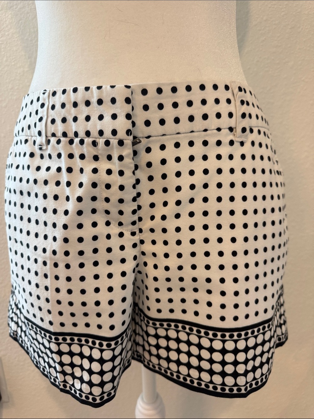 LOFT Black and White Polka Dot Bermuda Shorts